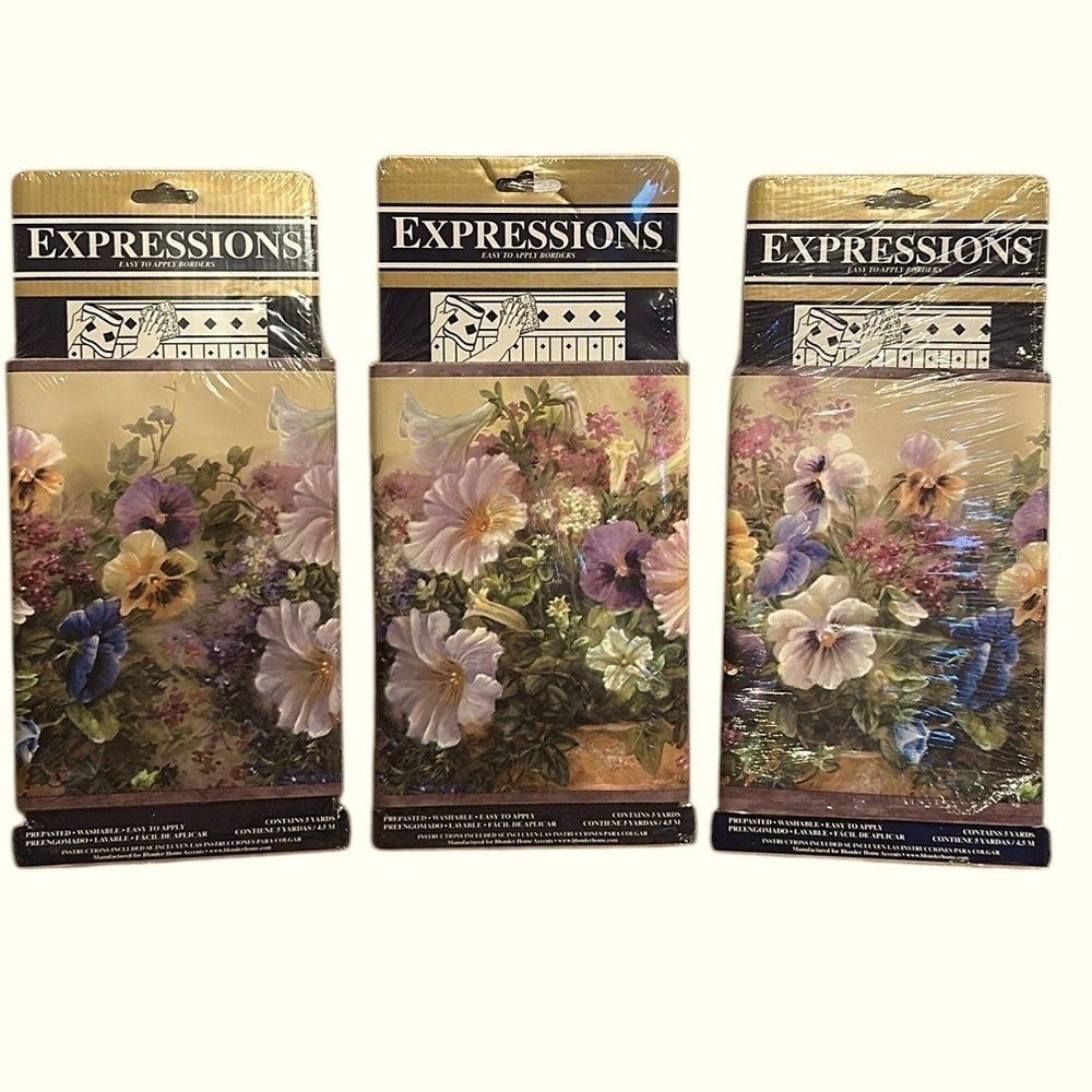Vintage Expressions Floral Print Pre-Pasted Wallpaper Border New in Package